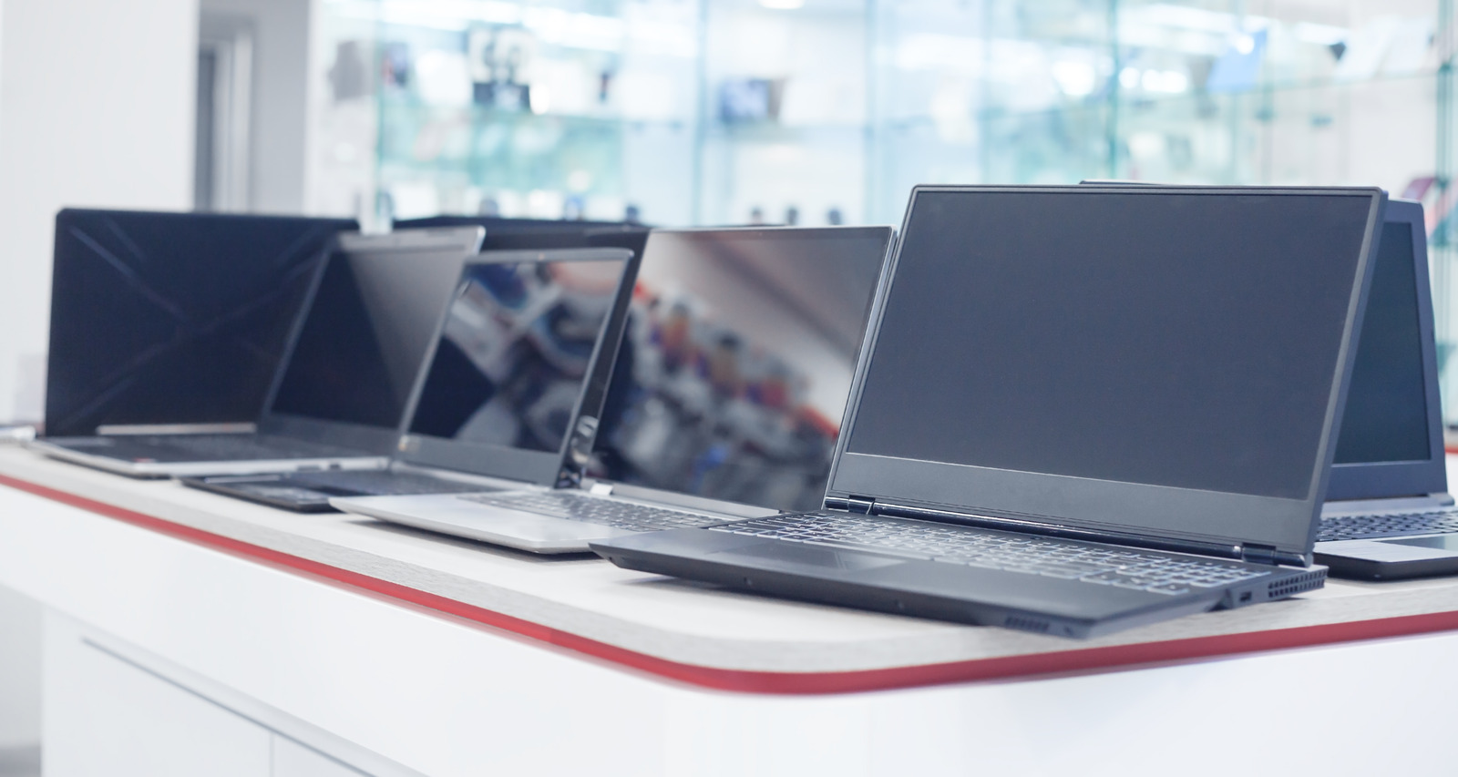 laptops lined on a table